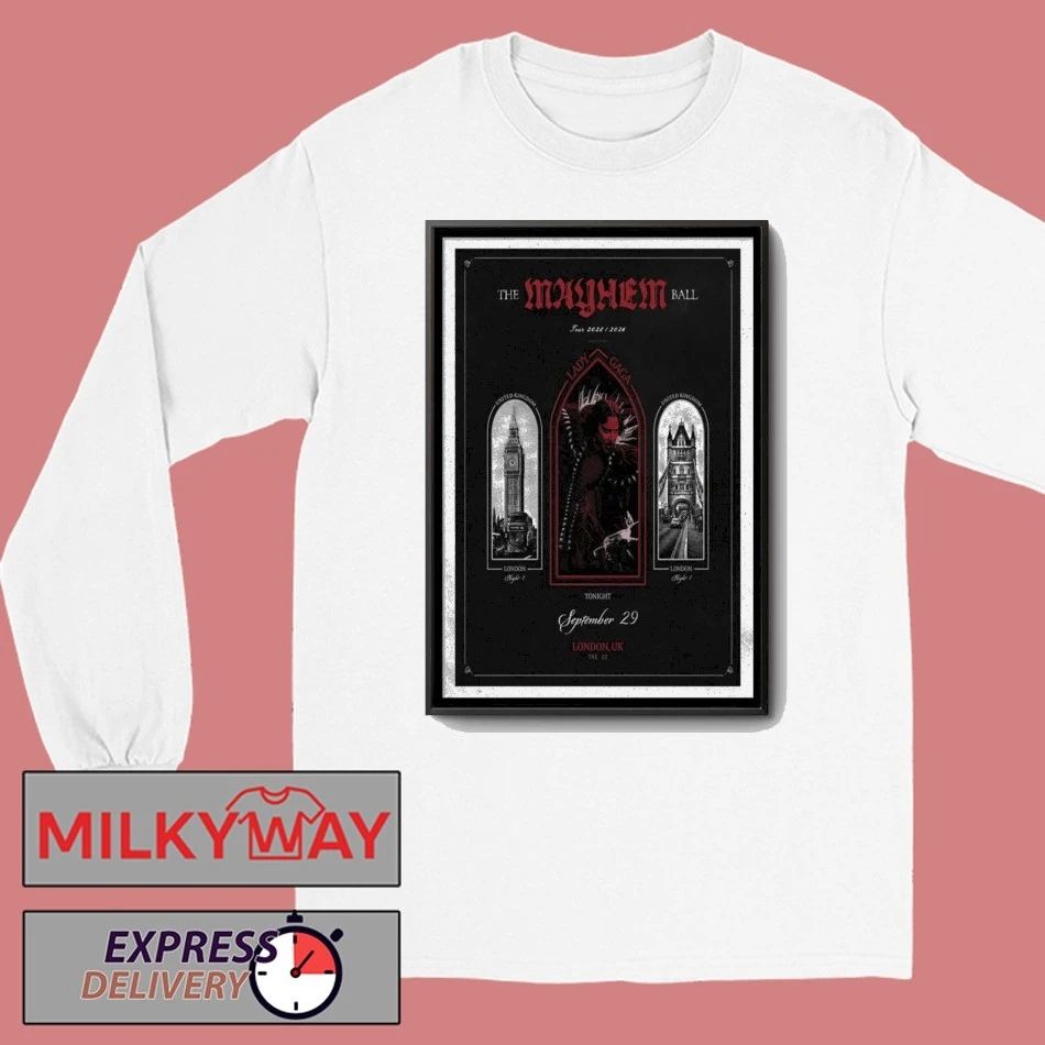Lady Gaga The Mayhem Ball Sept 29 2025 London UK Poster shirt