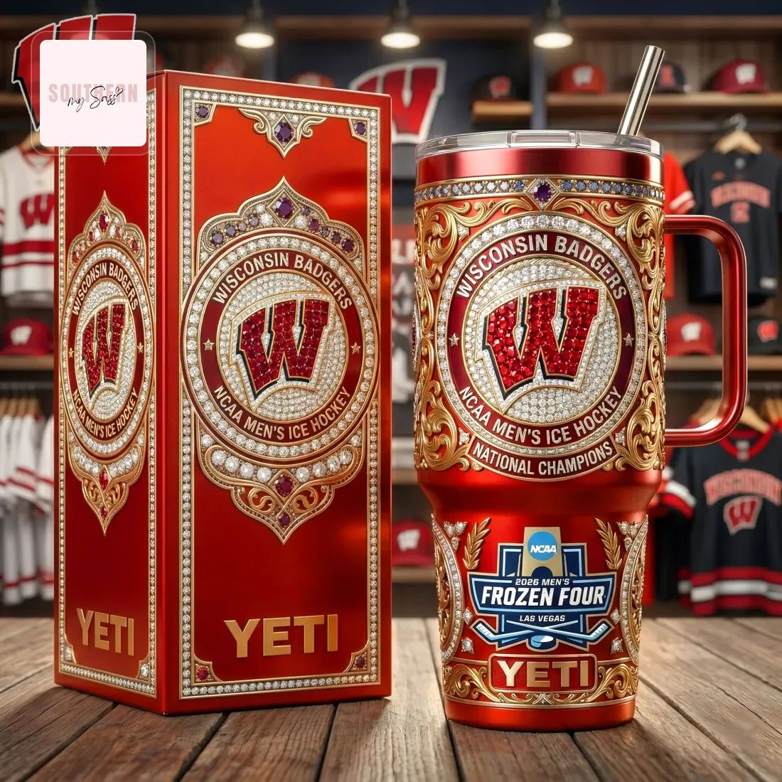 Wisconsin Badgers NCAA Men’s Ice Hockey National Champions Luxury YETI Tumbler