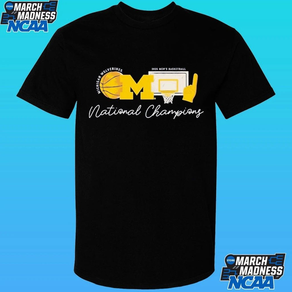 Michigan Wolverines Women’s 2026 NCAA Men’s Basketball National Champions Sketch Element Shirt