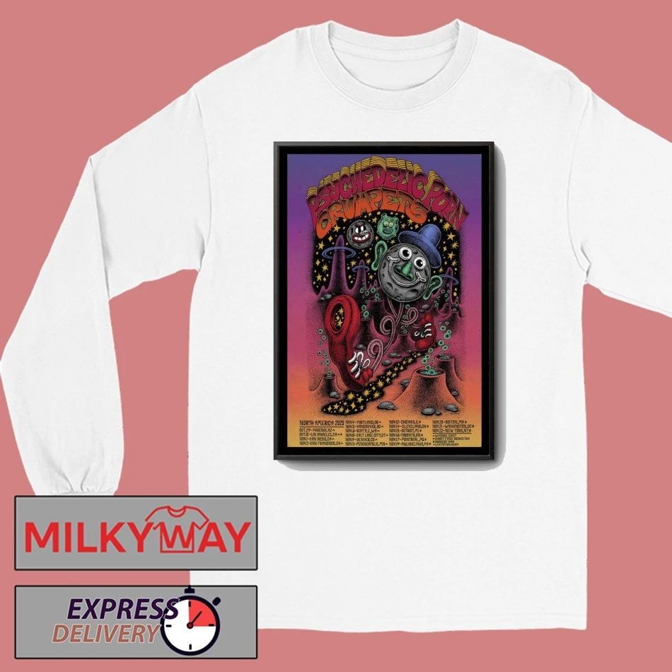 Poster Psychedelic Porn Crumpets 2025 Tour shirt