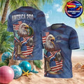 America 250 US Army Veteran Eagle & Liberty Bell Blue Camo Two Sided Shirt