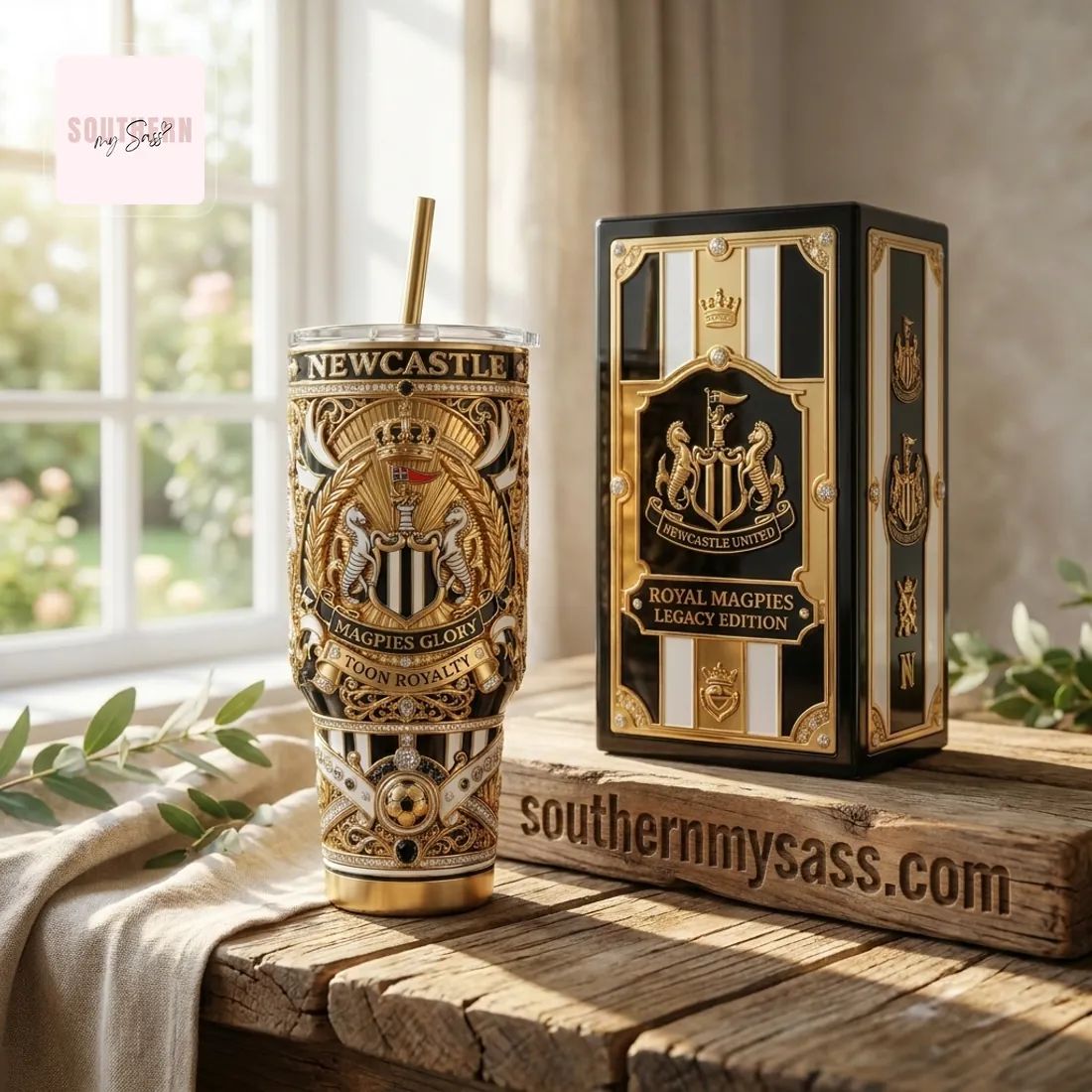 Newcastle United Royal Magpies Luxury 40oz Insulated Tumbler With Handle