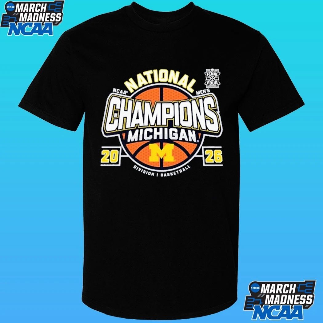 Michigan Wolverines Men’s Basketball National Champions Big Text W Ball Shirt