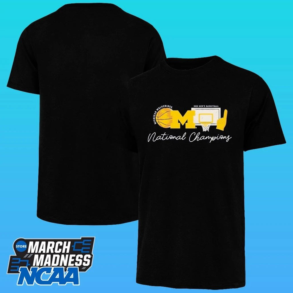 Michigan Wolverines Women’s 2026 NCAA Men’s Basketball National Champions Sketch Element Shirt
