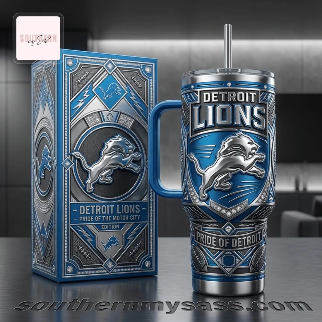 Detroit Lions Pride of Detroit 40oz Insulated Tumbler With Handle