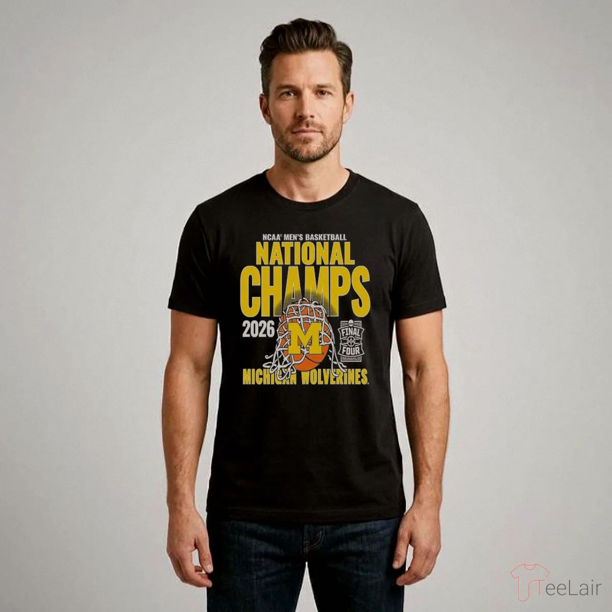 Michigan Wolverines Men’S Basketball National Champions Cut Net Navy T-Shirt