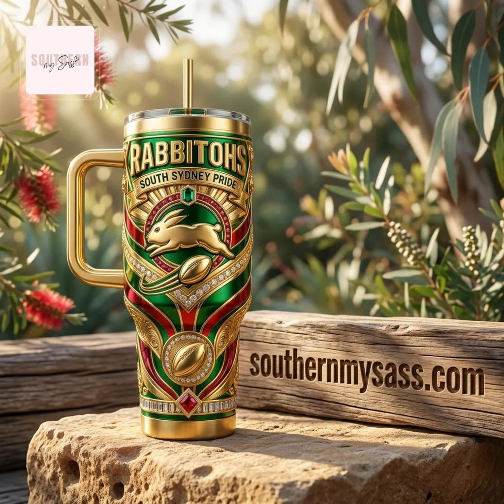 South Sydney Rabbitohs NRL Heritage Club Luxury Gold Embellished 40oz Tumbler
