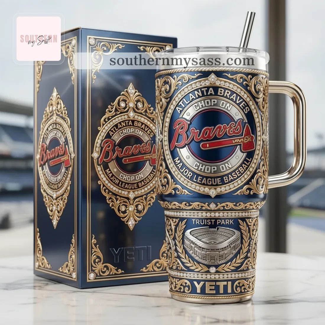 Atlanta Braves Truist Park Luxury 40oz YETI Tumbler with Lid and Handle