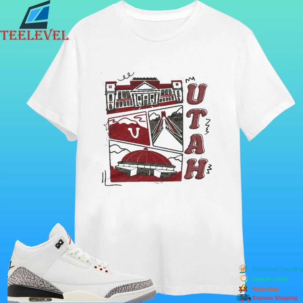 Utah Campus Landmarks Vintage White Shirt
