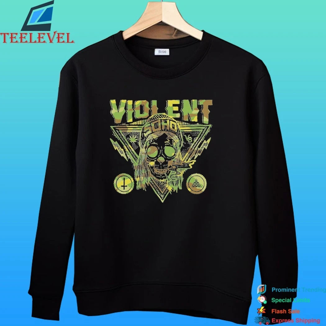 Violent Camo Blazing Skull Shirt