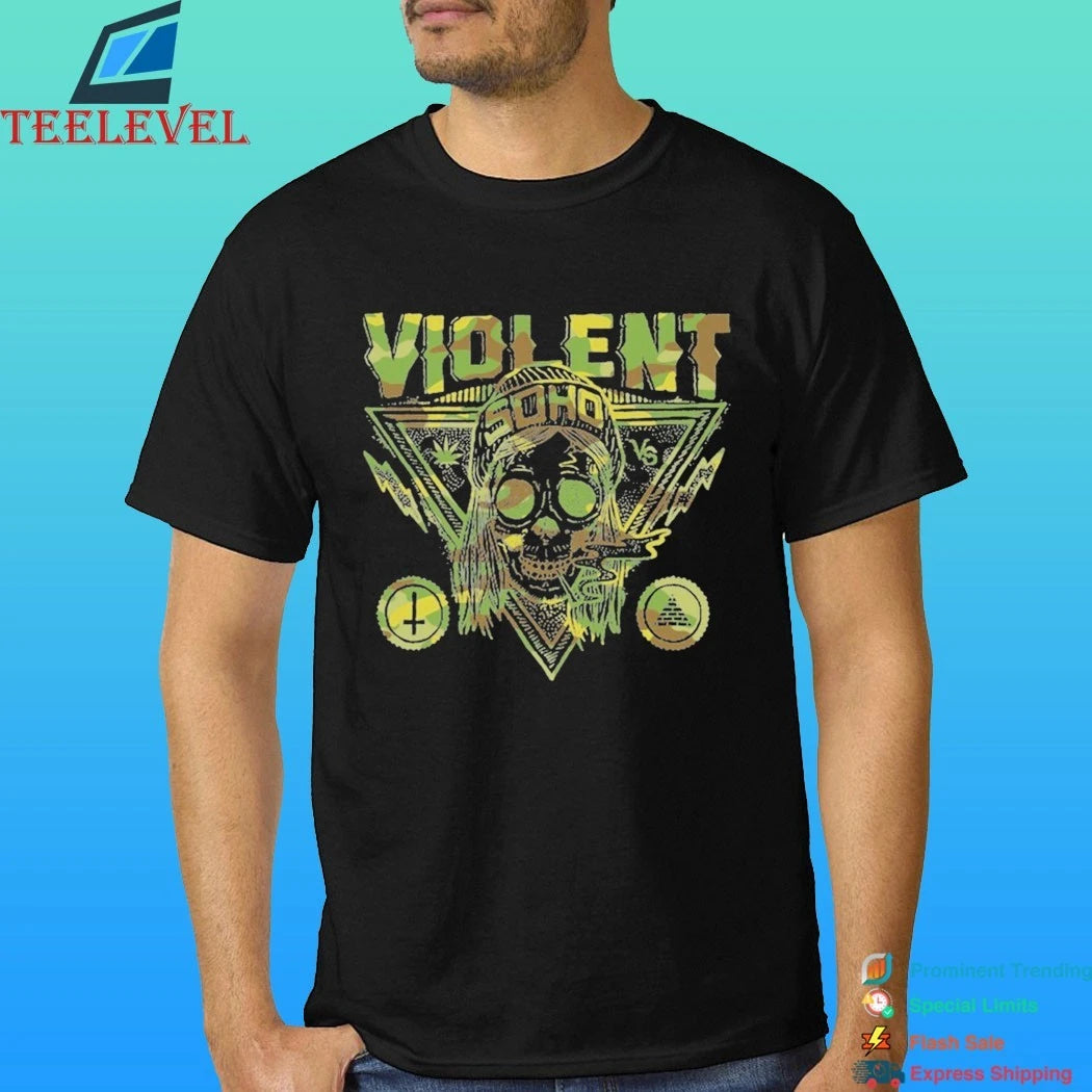Violent Camo Blazing Skull Shirt