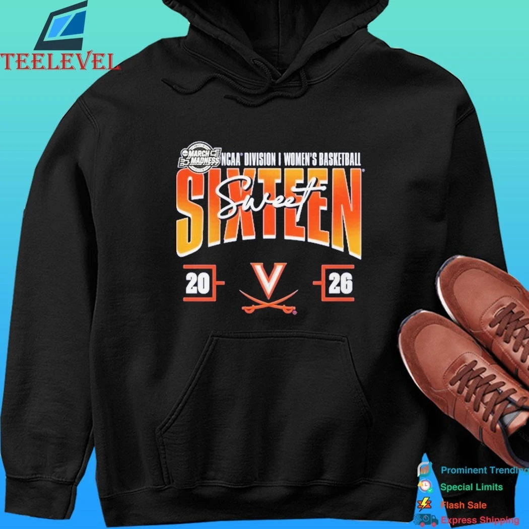 Virginia Cavaliers 2026 Ncaa Women’s Basketball Tournament March Madness Sweet 16 Court Shot Shirt