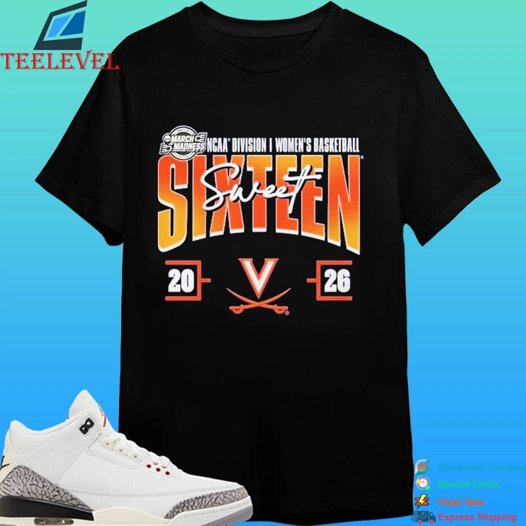 Virginia Cavaliers 2026 Ncaa Women’s Basketball Tournament March Madness Sweet 16 Court Shot Shirt