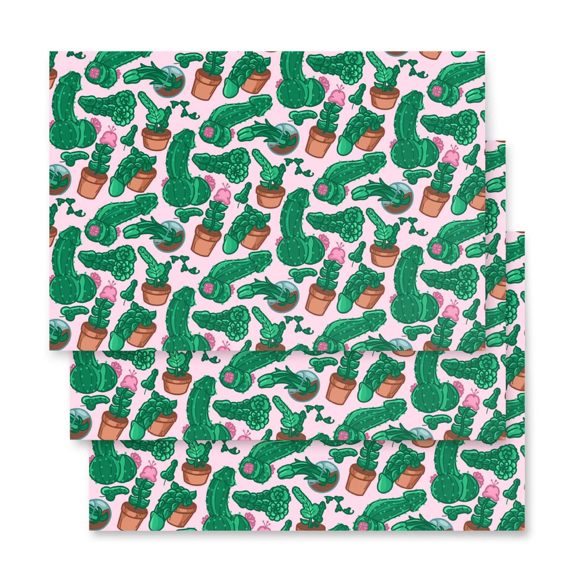 Penis Plants Pattern Wrapping Paper Sheets