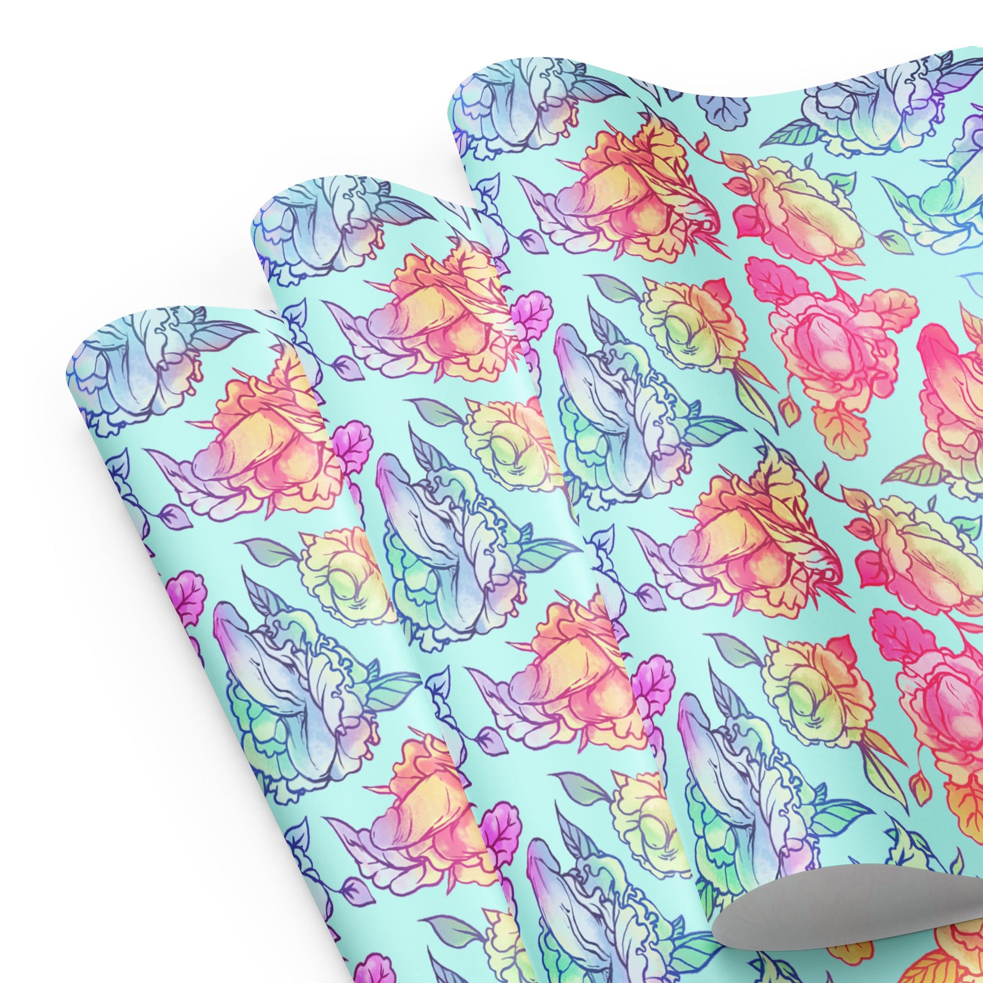 Floral Penis Rainbow Wrapping Paper Sheets